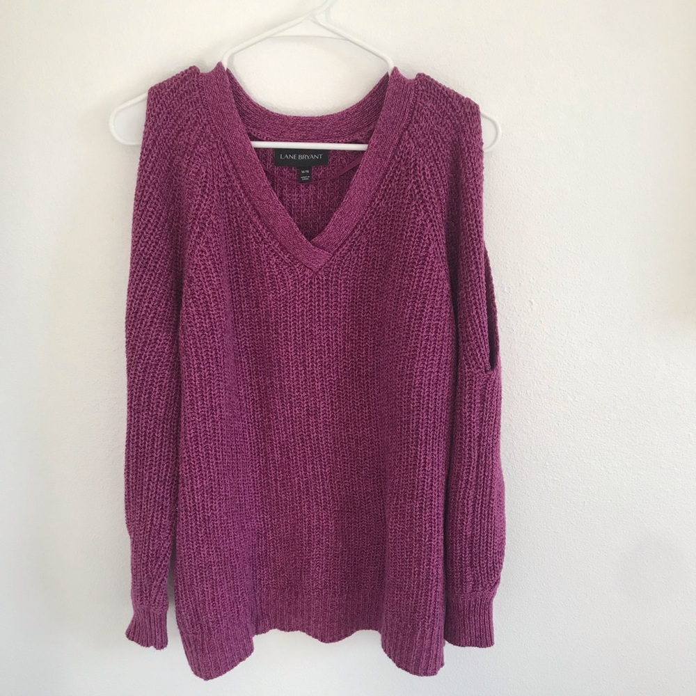 Lane Bryant Women’s Purple Open Shoulder Sweater